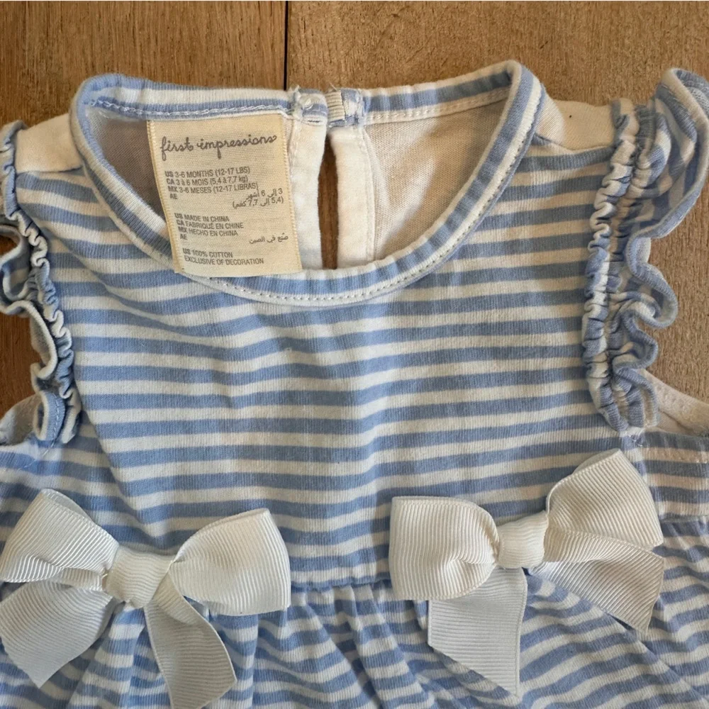 First Impressions Blue and White Striped Diaper Cover